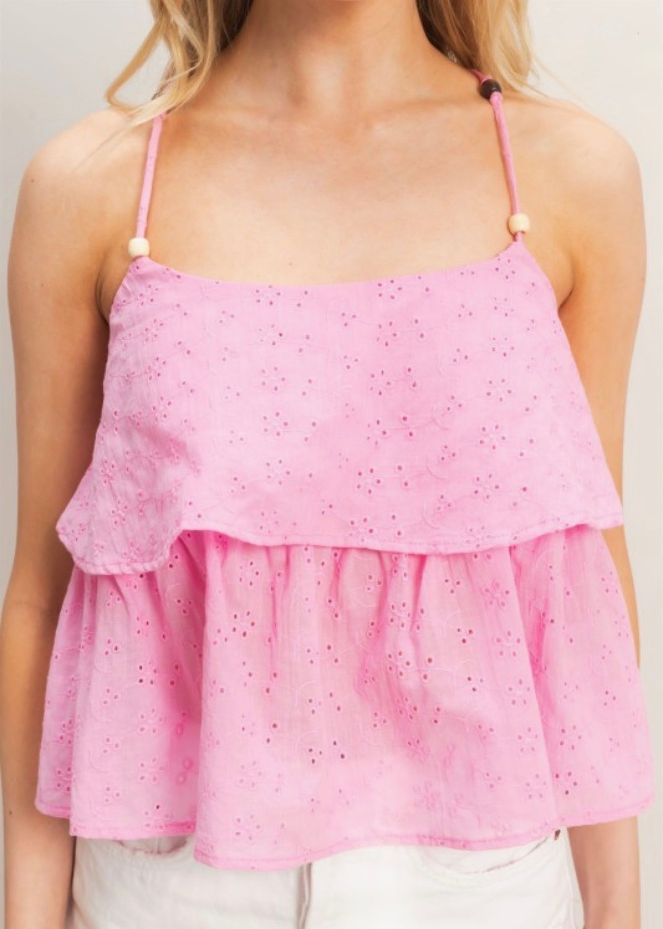 Tiered Floral Eyelet Top