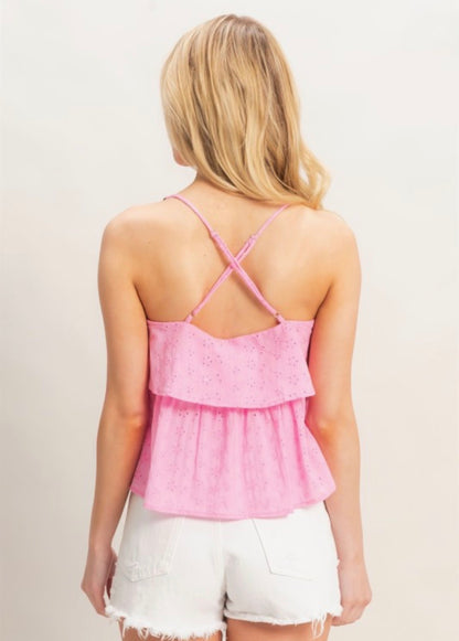 Tiered Floral Eyelet Top