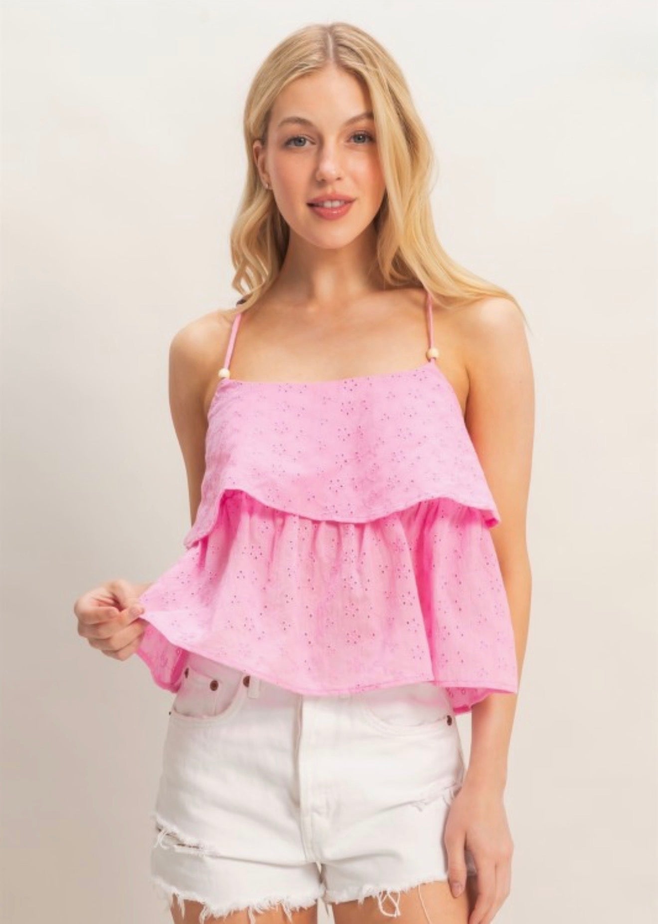 Tiered Floral Eyelet Top