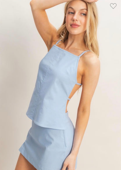 Backless High Neck Top and Skort Set