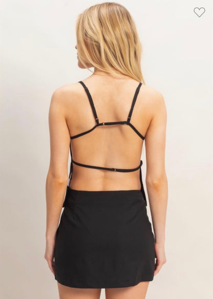 Backless Square Neck top and Skort Set