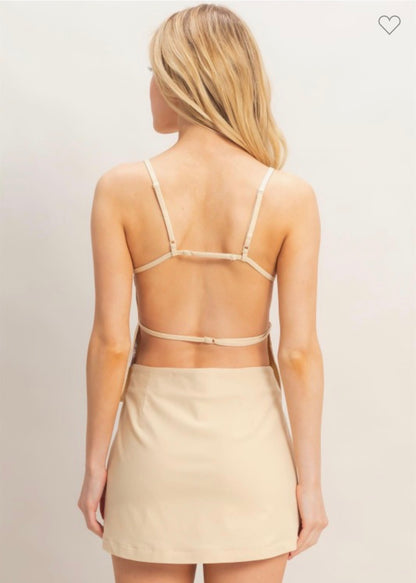 Strappy Straight Neck Top and Skort Set