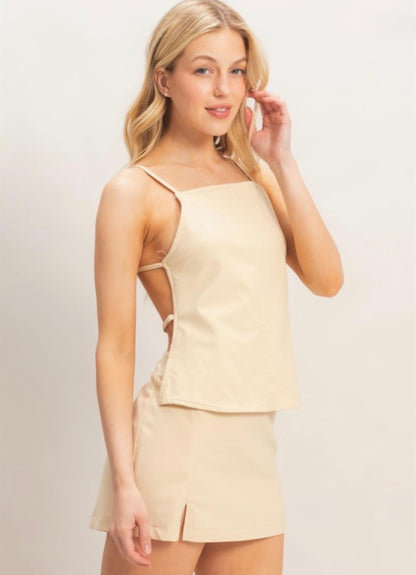 Strappy Straight Neck Top and Skort Set