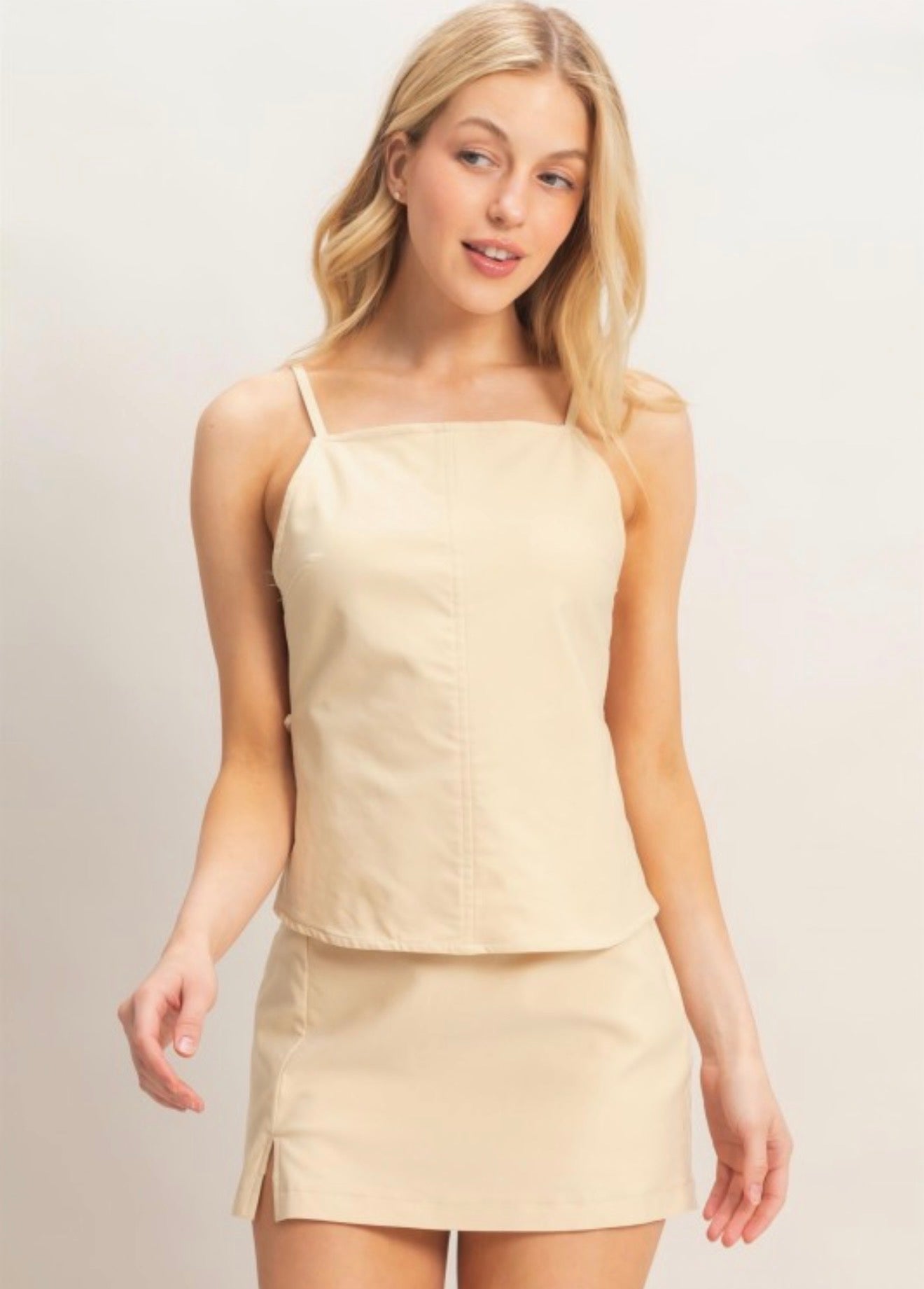 Strappy Straight Neck Top and Skort Set