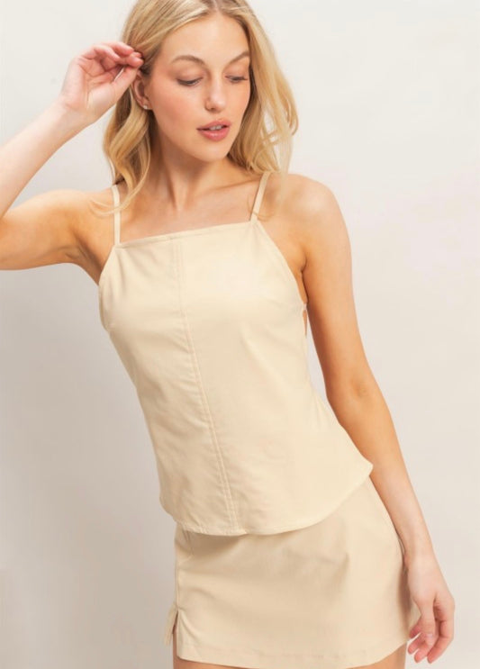 Strappy Straight Neck Top and Skort Set