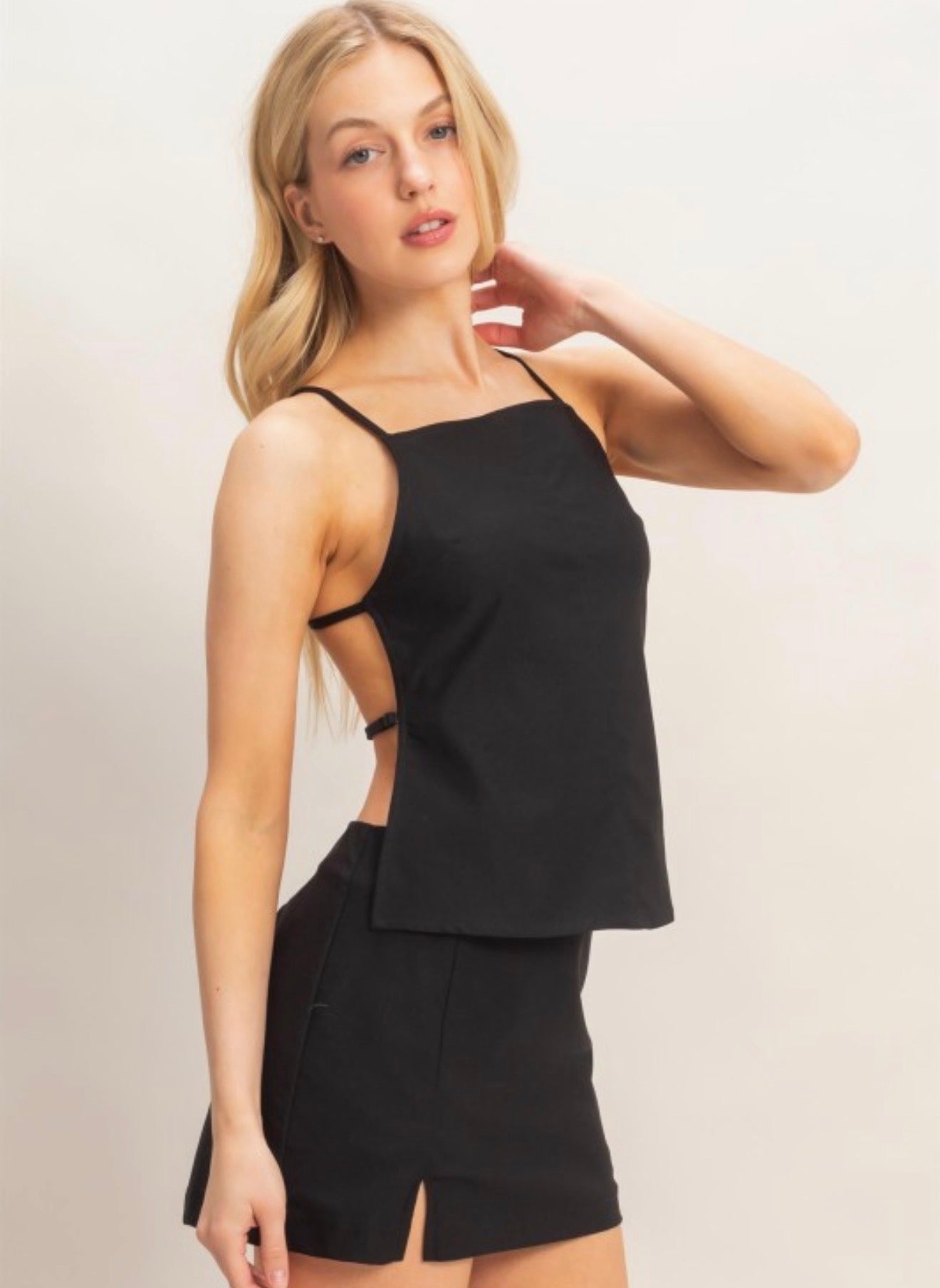 Backless Square Neck top and Skort Set