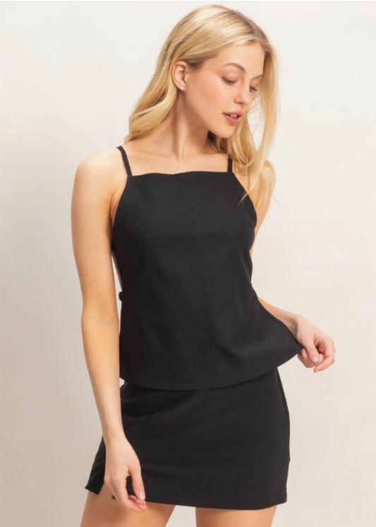 Backless Square Neck top and Skort Set