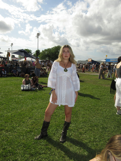 White Midi Lace Dress