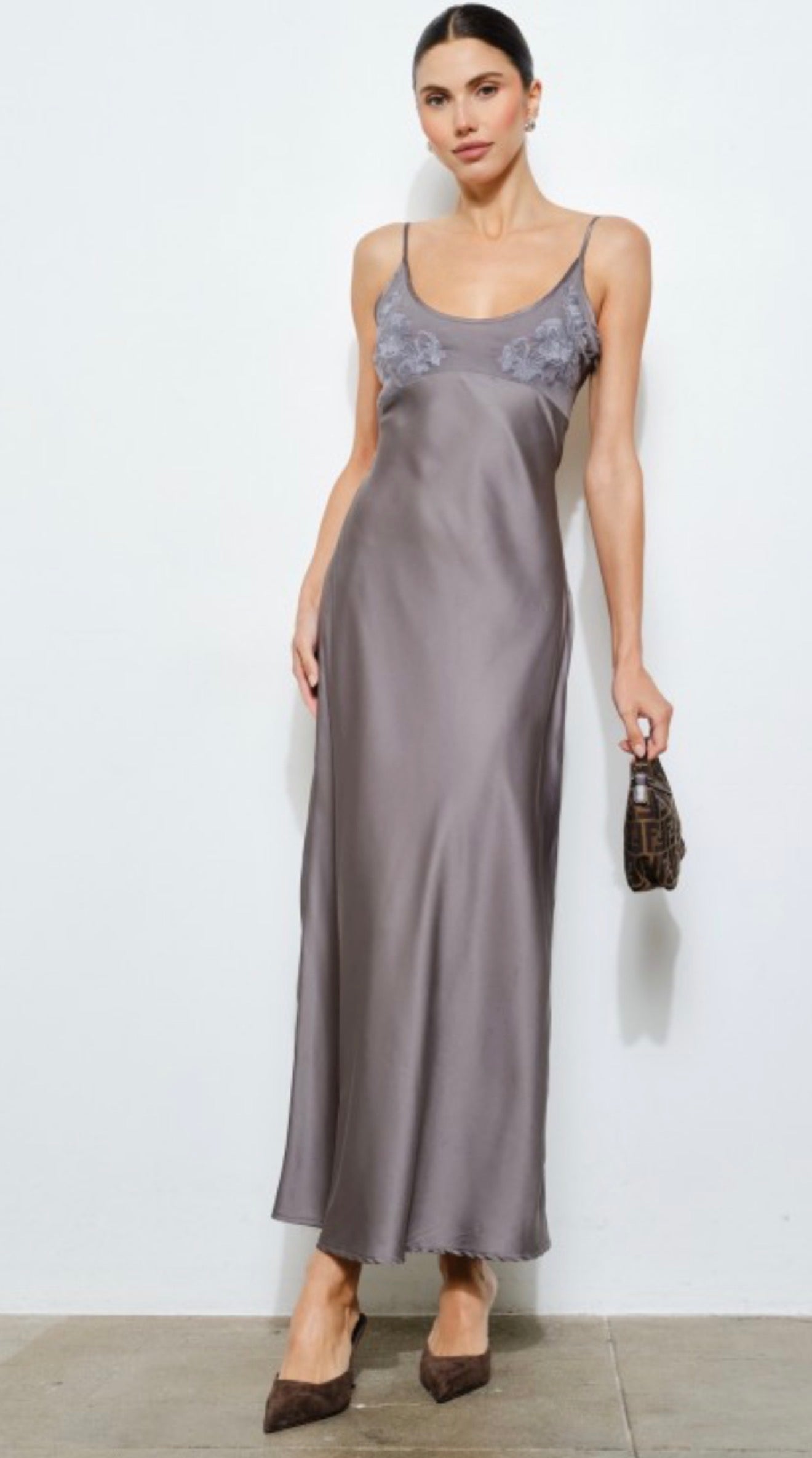 Lindsay Charcoal Slip Maxi Dress