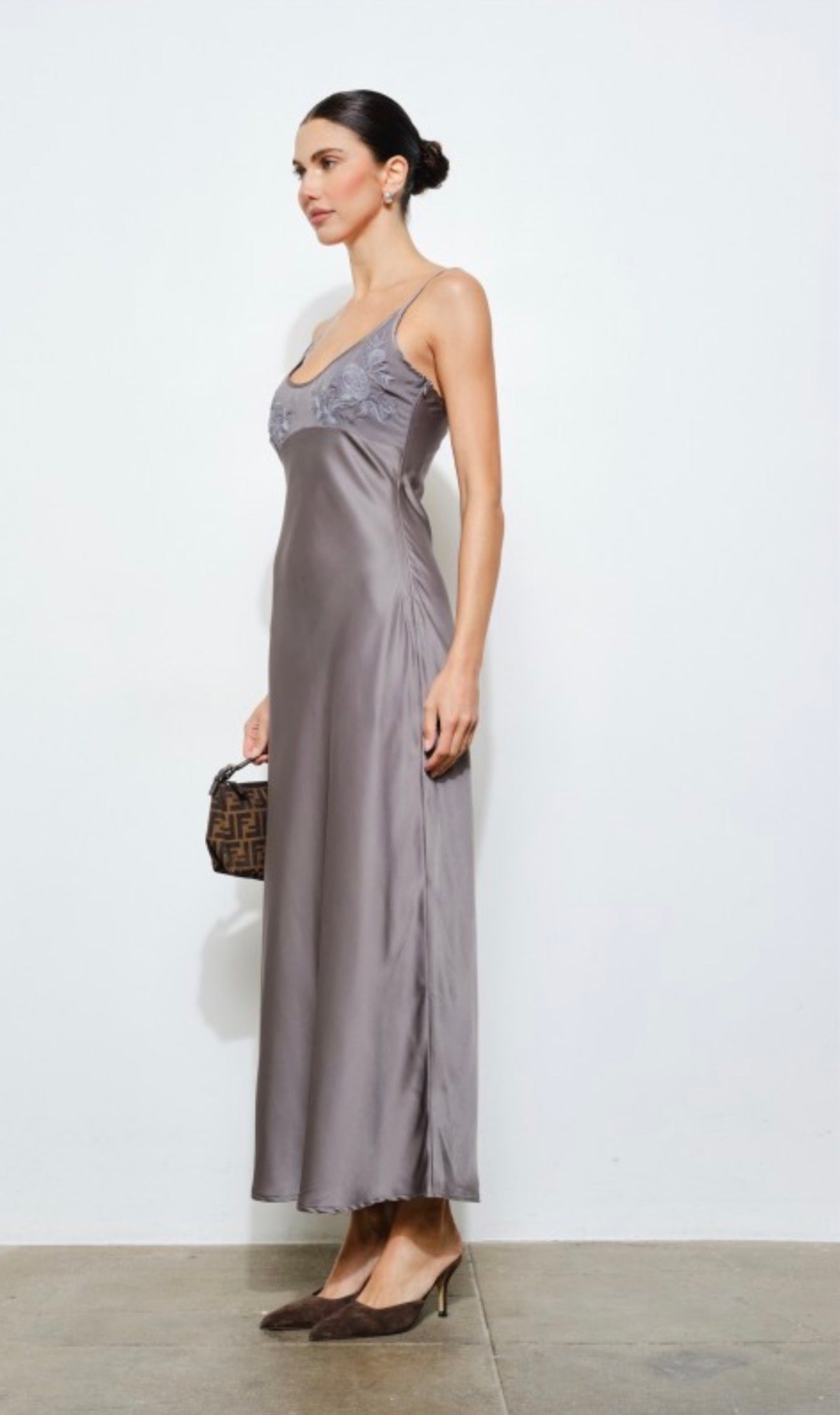 Lindsay Charcoal Slip Maxi Dress