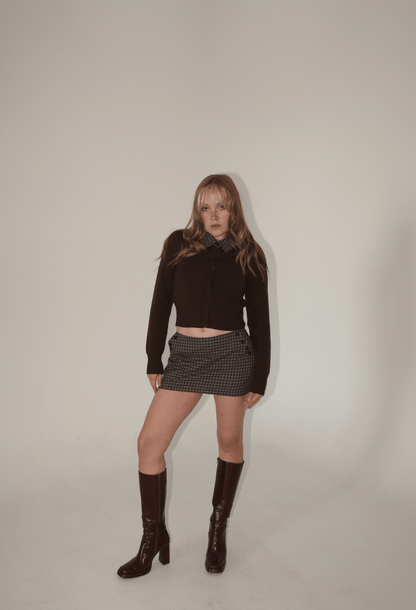 Daphne Plaid Cardigan and Mini Skirt Set