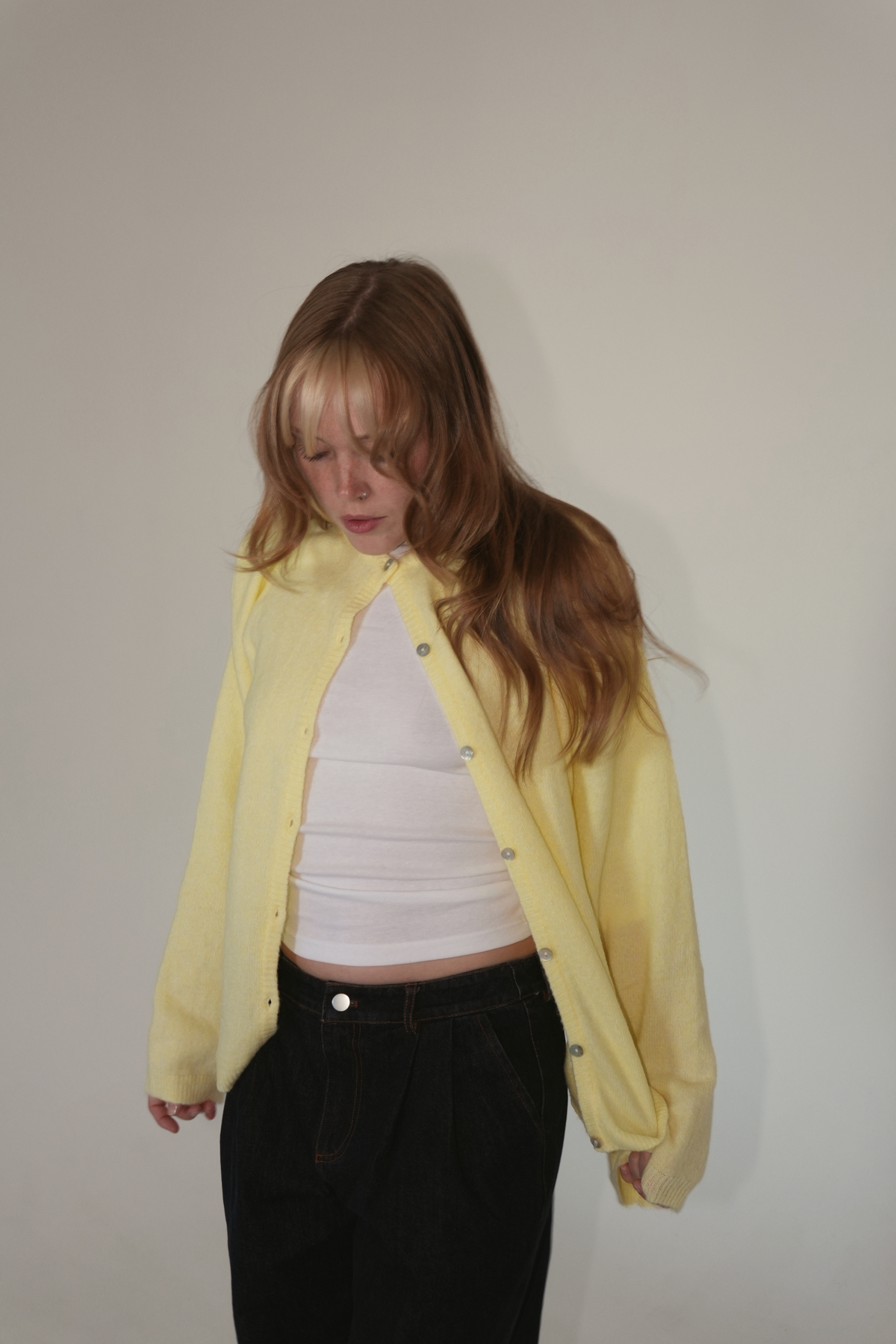 Judie Button up Cardigan in Butter Yellow