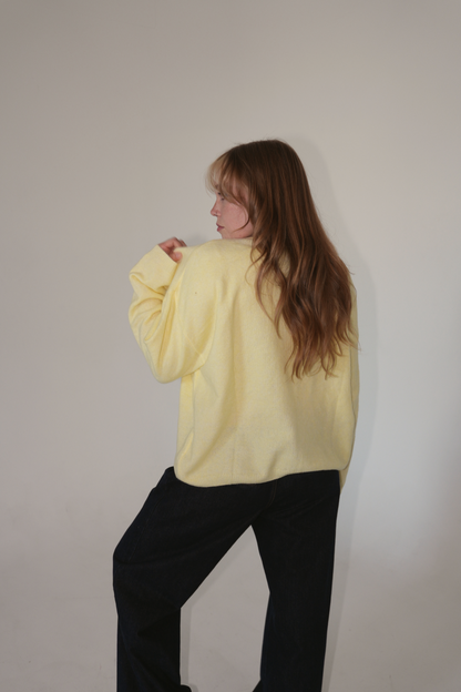 Judie Button up Cardigan in Butter Yellow