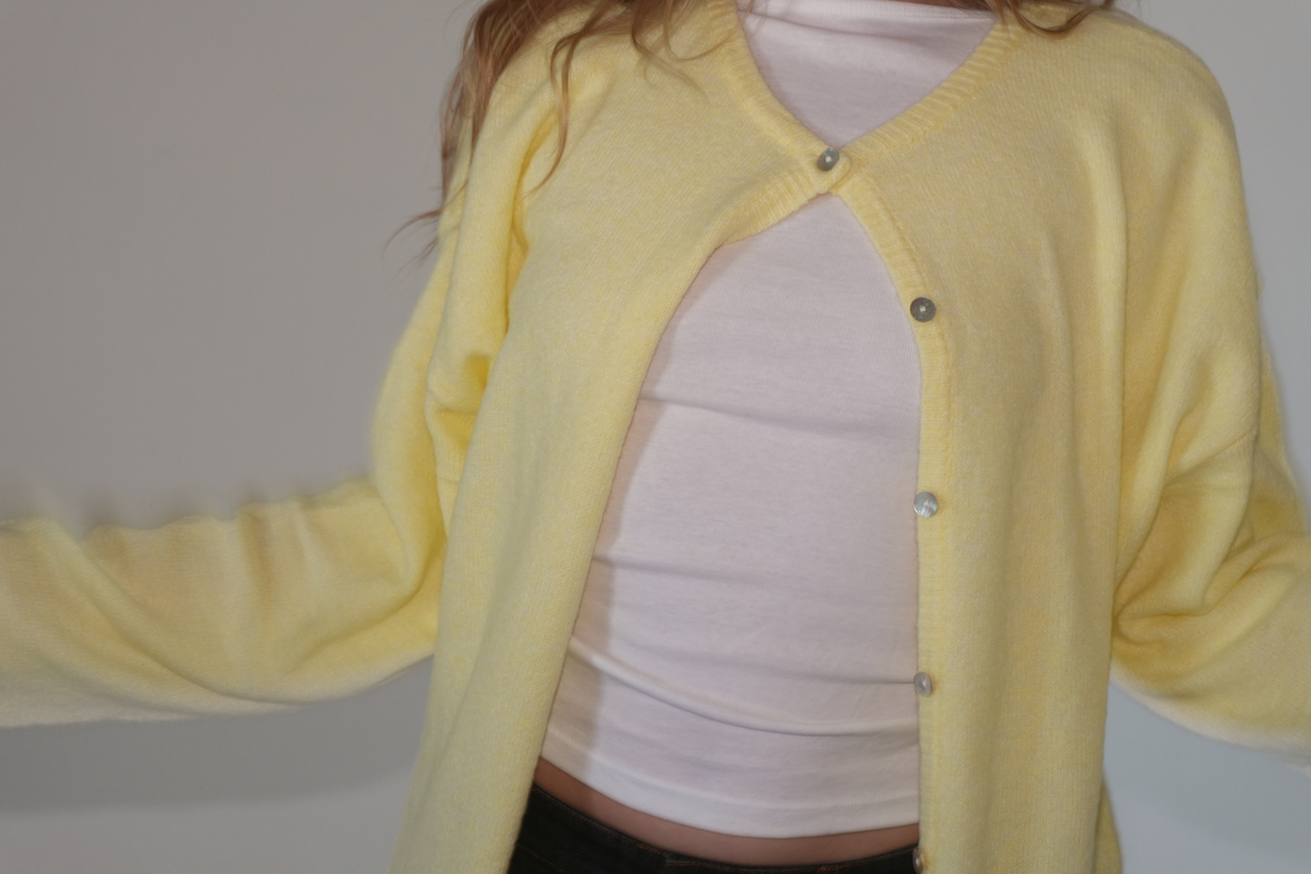 Judie Button up Cardigan in Butter Yellow