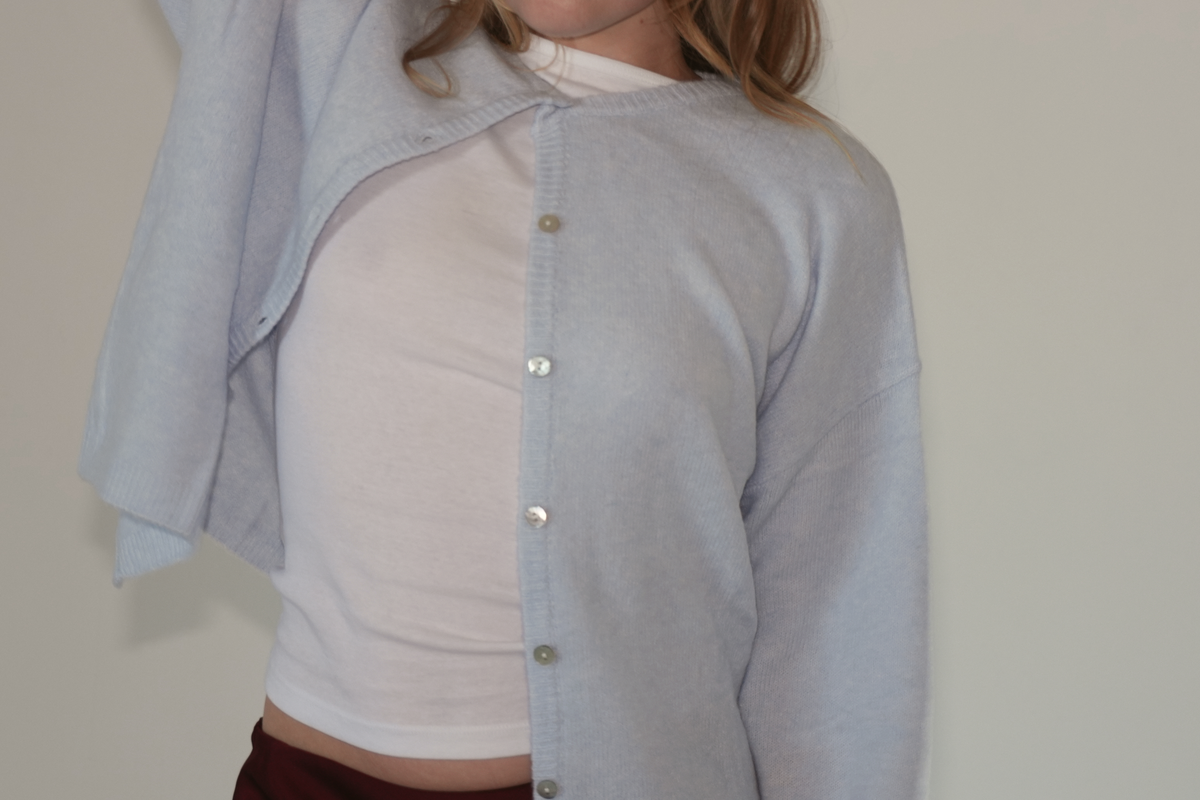 Judie Button up Cardigan in Arctic Blue