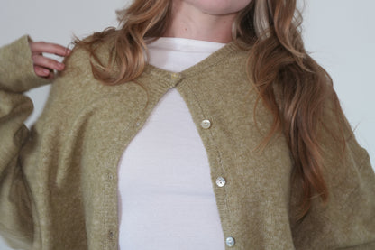 Judie Button up Cardigan in Olive Green