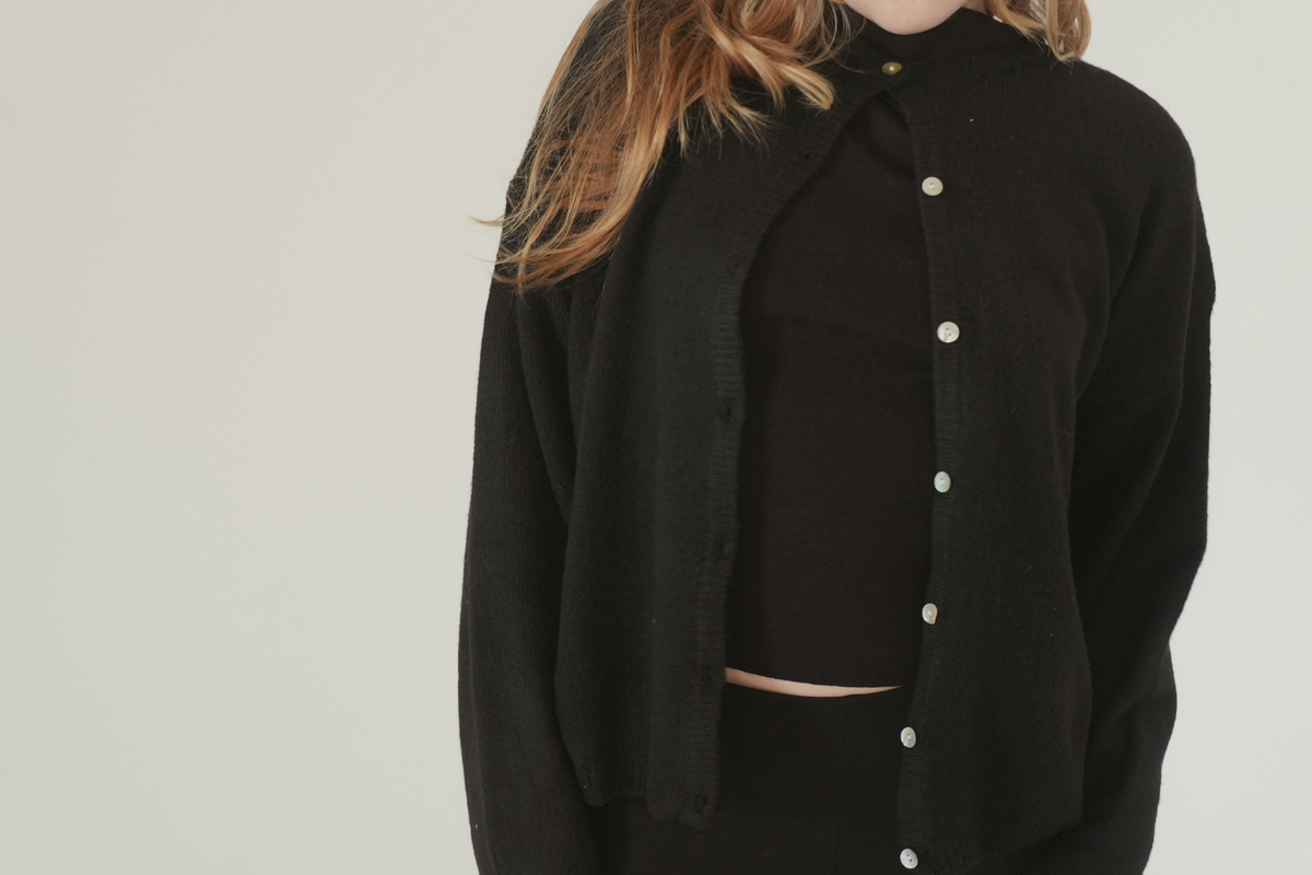Judie Button up Cardigan in Black