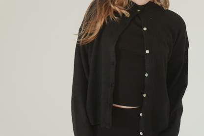 Judie Button up Cardigan in Black