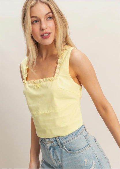 Cropped Lace Peplum Square Neck Top