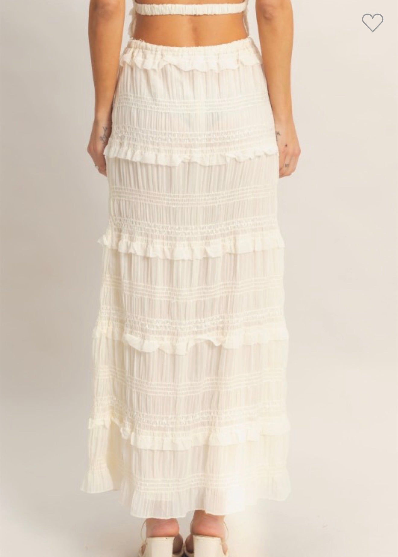 Ruffled Halter Top and Midi Tiered Ruffled Skirt Set