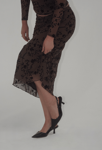 Audrey Floral Long Sleeve and Midi Skirt Set