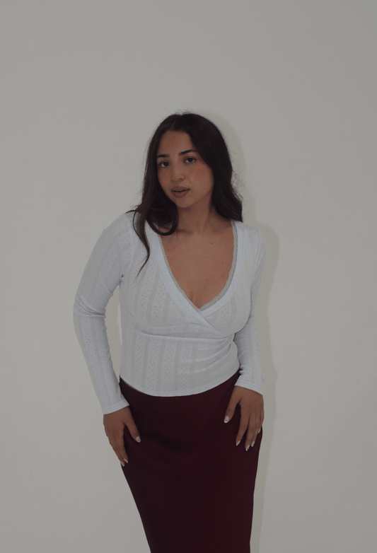 Ella Lace Pointelle V-Neck Top