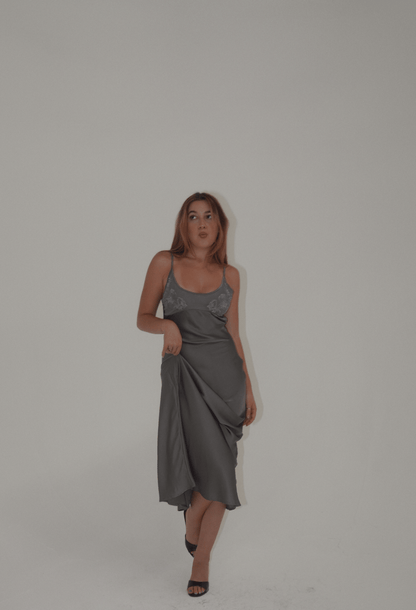 Lindsay Charcoal Slip Maxi Dress