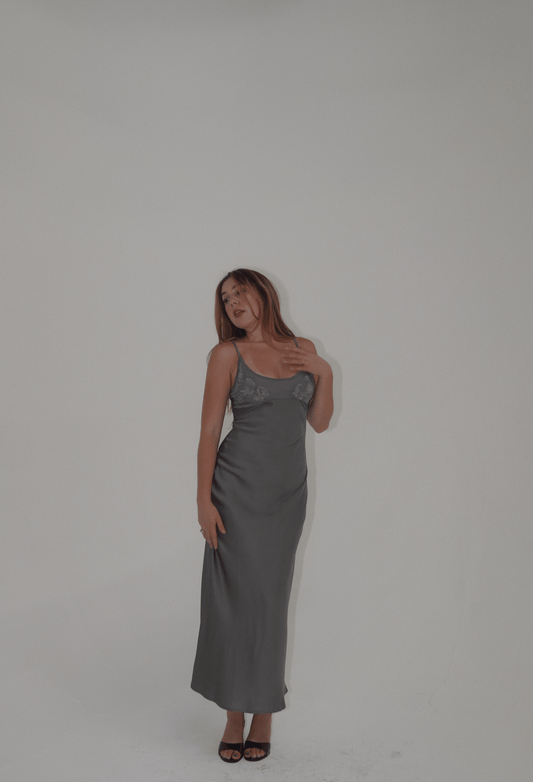 Lindsay Charcoal Slip Maxi Dress
