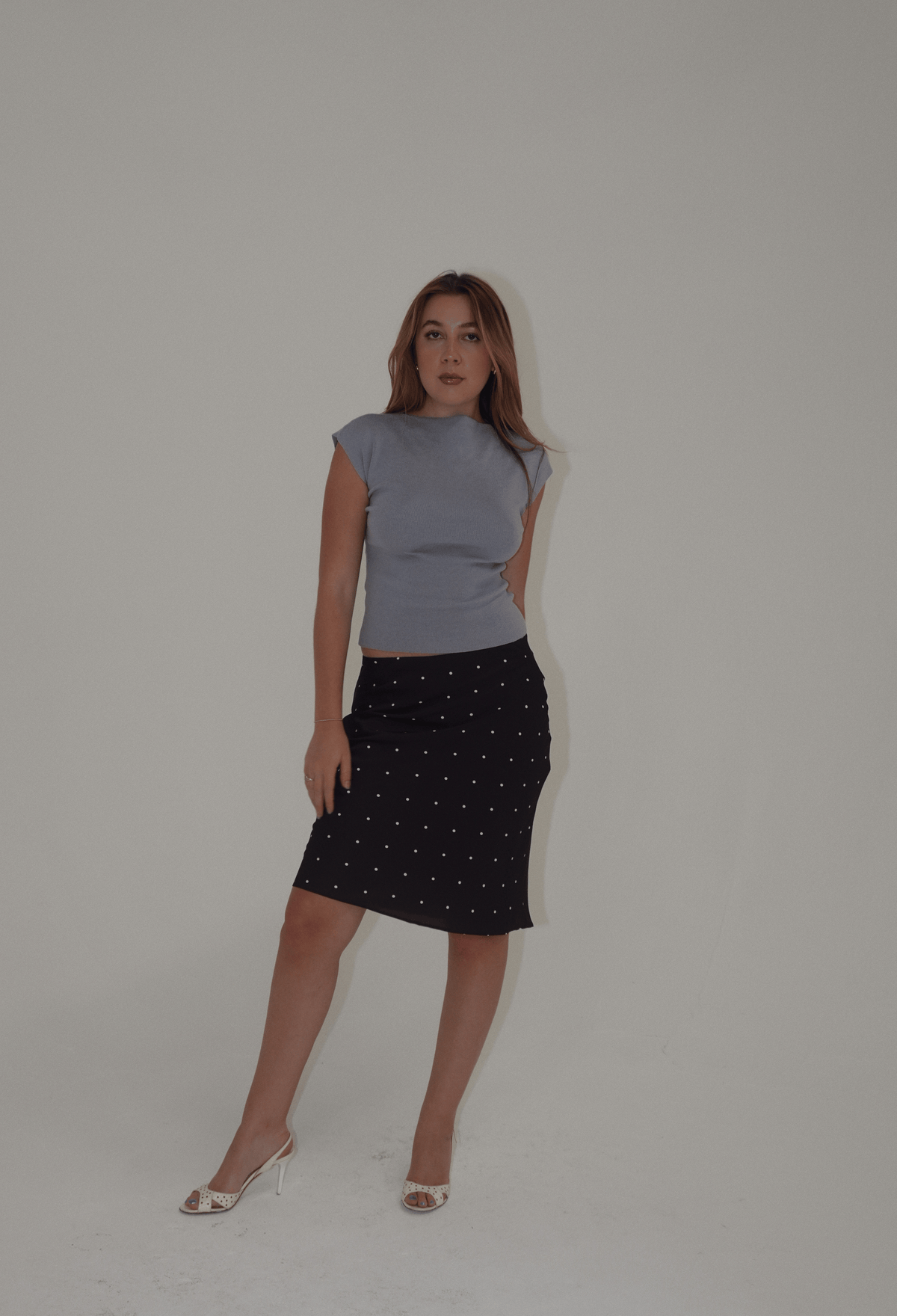 Lori Sleeveless Boatneck Top in Blue