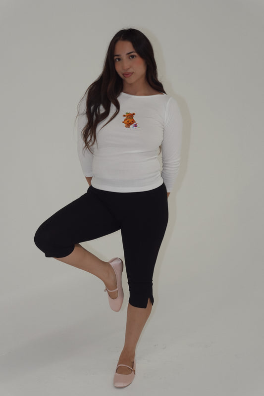 Pumpkin Bear Boatneck Top